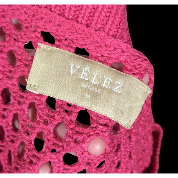Velez Artisan Pink Asymmetrical Sweater With Orange Cuffs - Picture 6 of 6